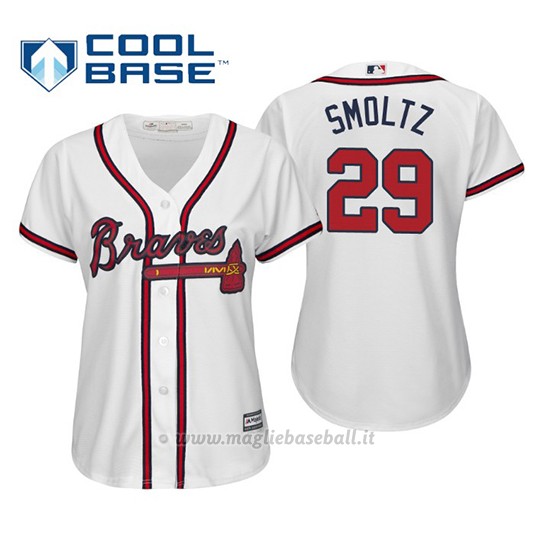 Maglia Baseball Donna Atlanta Braves John Smoltz Cool Base Majestic 1ª2019 Bianco